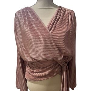 Express Dusty Rose Pleated Wrap Blouse